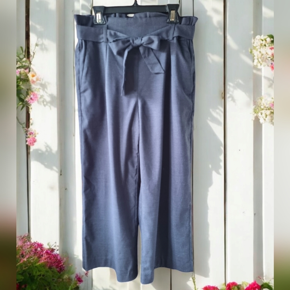 H&M High Waist Belted Ankle Length Palazzo Pants 👖 Size 8